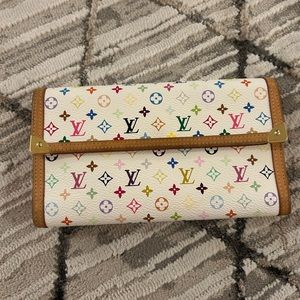 White with colorful monogram Louis Vuitton wallet